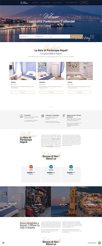 layout grafico realizzato per il sito web la baia di partenope